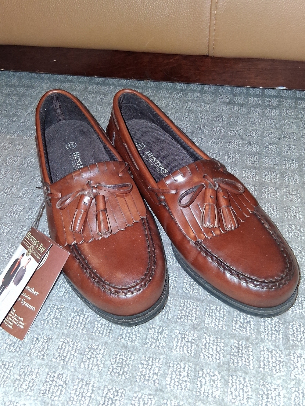 NEW Hunter's Run Men's Burgundy LEATHER Kiltie Tassel Loafers Shoes Size 11